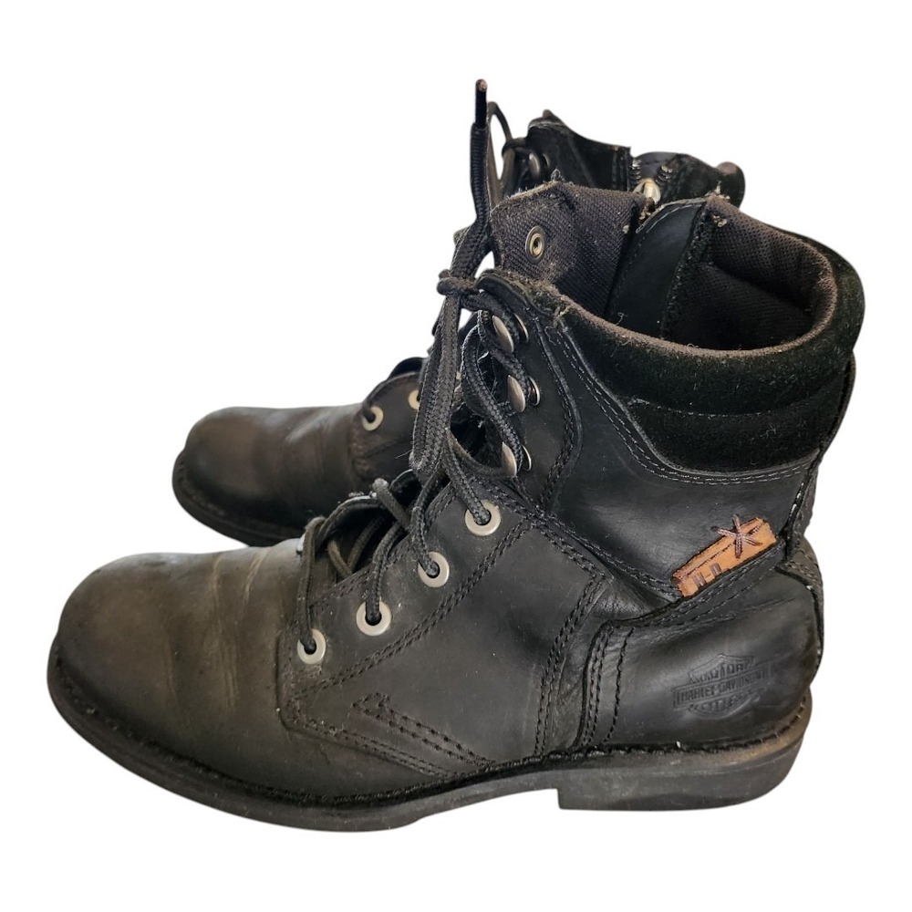 HARLEY DAVIDSON Men Stealth Motorcycle Boots Size 9 Black Leather Logo USA 94264